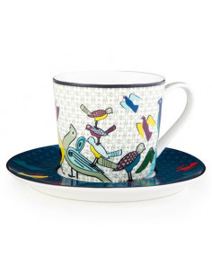 Taza de té con plato -  Birds of Paradise - 210ML