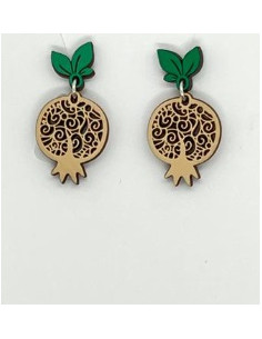 Wooden macramé design stud dangle earrings - The Granada...