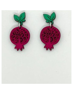 Wooden macramé design stud dangle earrings - The Granada...