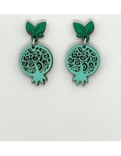 Wooden macramé design stud dangle earrings - The Granada...