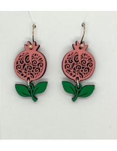 Wooden small macramé design hook closure earrings - The...