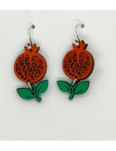 Wooden small macramé design hook closure earrings - The...