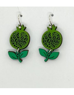 Wooden small macramé design hook closure earrings - The...