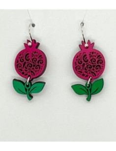 Wooden small macramé design hook closure earrings - The...