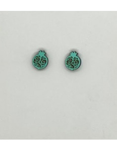 Small wooden macramé design stud earrings - The Granada...