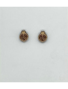 Small wooden macramé design stud earrings - The Granada...