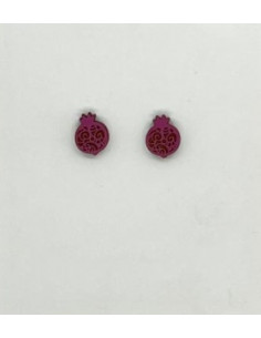 Small wooden macramé design stud earrings - The Granada...