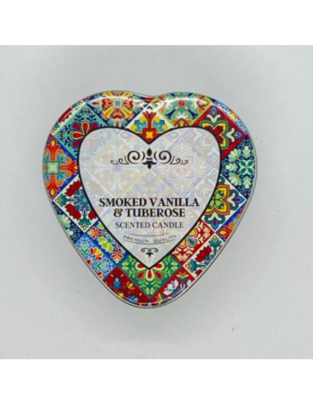 Vela aromática corazón- Vainilla ahumada y nardo