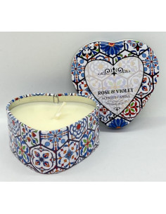 Vela aromática corazón- Rosas y violetas