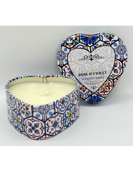 Vela aromática corazón- Rosas y violetas