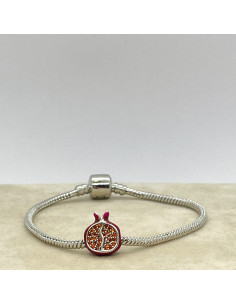 Pulsera abalorio / charm de Granada en Plata
