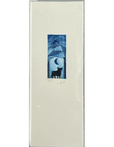 Lámina grabado -  Toro con Luna