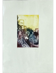 Lámina grabado - Alhambra desde el Paseo de los tristes II