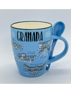 Mug con cuchara- Granada y La Alhambra