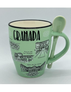 Mug con cuchara- Granada y La Alhambra