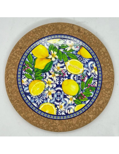 Posaollas cerámica y corcho limones