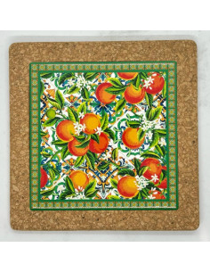 Ceramic and cork trivet – Oranges