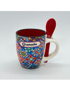 Taza de café con cuchara azulejos