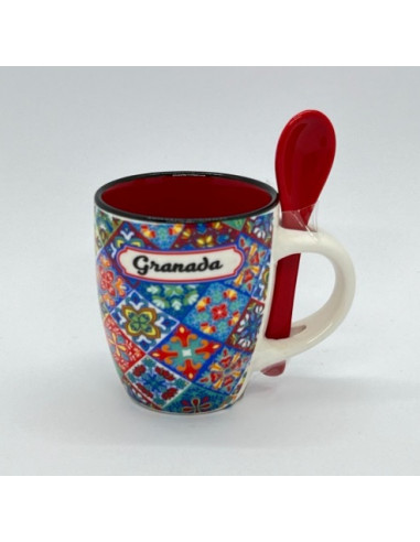Espresso coffee cup with spoon -...