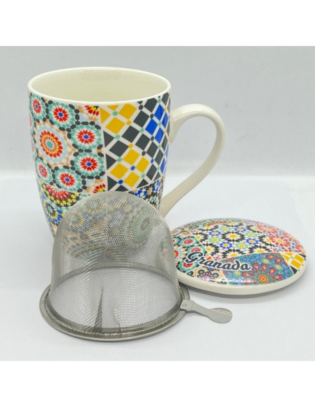 Taza con filtro de té arabesco