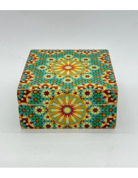 Small square Taracea design wooden box - The Mosaics of the Alhambra