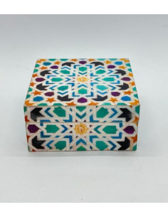 Small square Taracea design wooden box - The Mosaics of...