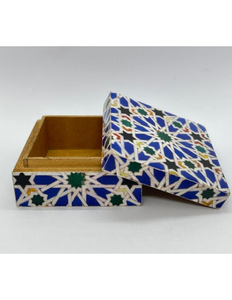 Small square Taracea design wooden box - The Mosaics of the Alhambra