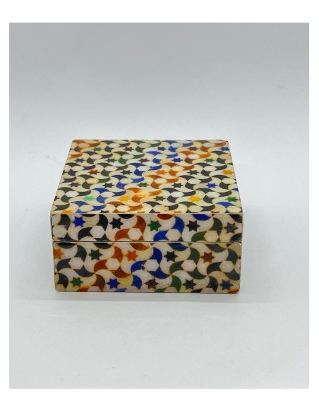 Small square Taracea design wooden box - The Mosaics of the Alhambra