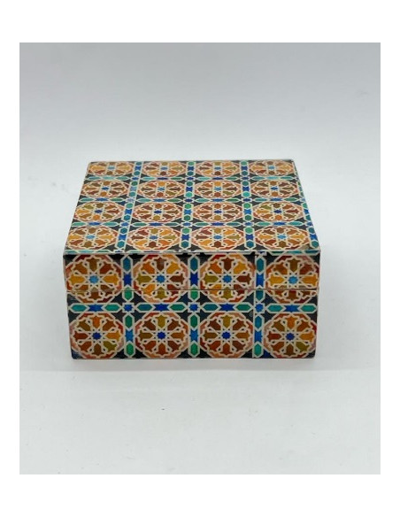 Small square Taracea design wooden box - The Mosaics of the Alhambra