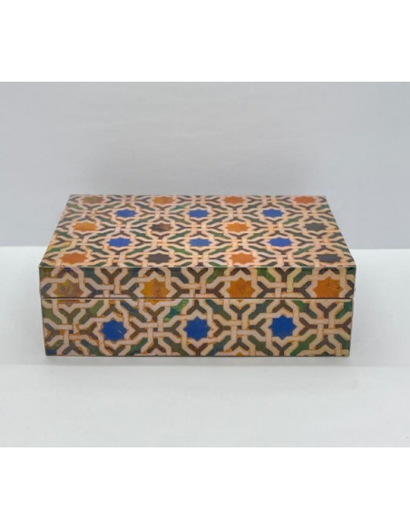 Rectangular Taracea design wooden box - The Mosaics of the Alhambra