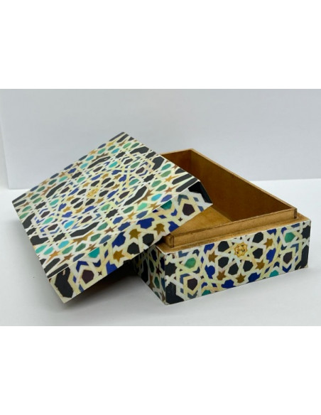 Rectangular Taracea design wooden box - The Mosaics of the Alhambra