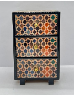 3 drawer Tarace design wooden jewellery box - The Mosaics...