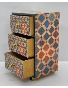 3 drawer Tarace design wooden jewellery box - The Mosaics... 2