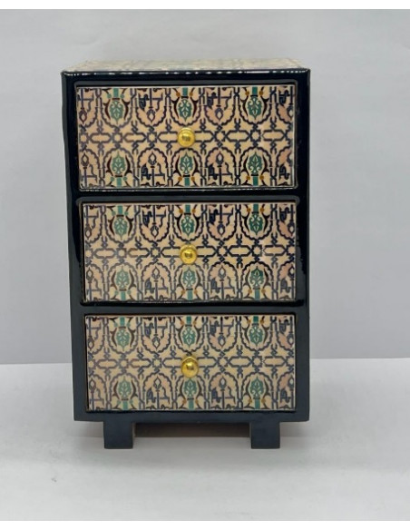 3 drawer Tarace design wooden jewellery box - The Mosaics of the Alhambra