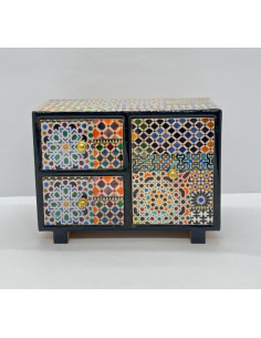 3 drawer Tarace design wooden jewellery box - The Mosaics...