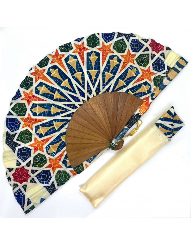 Abanico de seda y funda - Mosaico...
