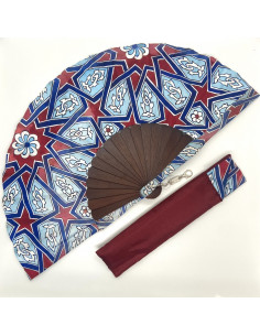 Silk fan and cover set - Alhambra Mosaic design
