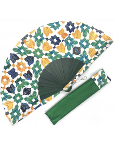 Silk fan and cover set - Alhambra Mosaic design