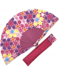 Silk fan and cover set - Alhambra Mosaic design