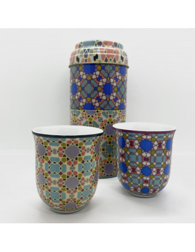 Metal tin with two 90ml coffee cups -...