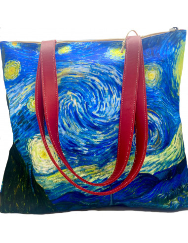 Leather and Silk bag with double...