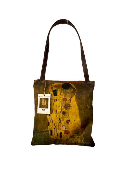 Leather Bag with two handles - El Beso - Gustav Klimt
