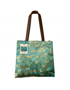 Bolso de piel y seda con motivo de almendro van gogh