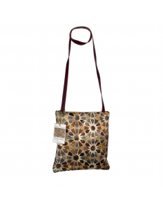 Leather and Silk Bag with handle - Mosaico Rojo Design