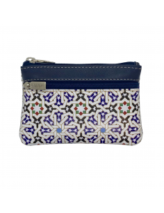 Smooth leather coin purse with mosaic design