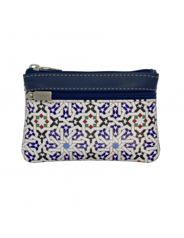 Smooth leather coin purse with mosaic...