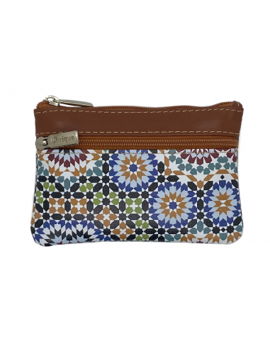 Smooth leather coin purse with mosaic...