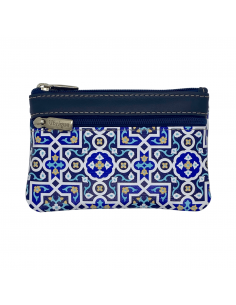 Smooth leather coin purse with mosaic design