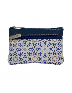 Smooth leather coin purse with mosaic design