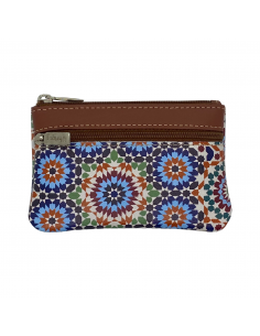 Smooth leather coin purse with mosaic design